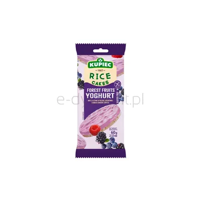 Kupiec Wafle ryżowe w polewie jogurtowej o smaku owoców leśnych 60g