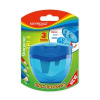 Keyroad Temperówka Tri 3, plastikowa, potrójna, blister, mix kolorów [BIURO]