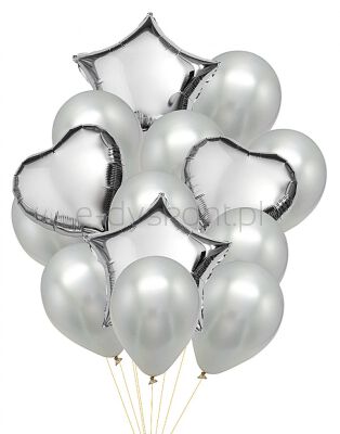 Part Go Zestaw balonów 25-45cm, 14 szt., srebrne