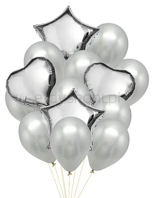 Zestaw balonów PARTY GO, 25-45cm, 14 szt., srebrne