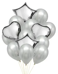 Zestaw balonów PARTY GO, 25-45cm, 14 szt., srebrne