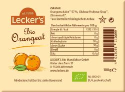 Lecker`S Skórka Pomarańczowa Kandyzowana Bio 100 G