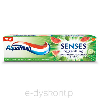 Aquafresh Pasta Do Zębów Senses O Smaku Arbuza I Orzeźwiającego Ogórka Z Miętą 75 Ml