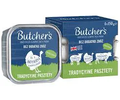 Butcher's Original Tradycyjne pasztety, Karma dla psa, mix smaków z warzywami, pasztety 4x150 g