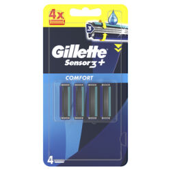 Gillette Sensor 3+Comfort Ostrza wymienne do maszynki do golenia, 4 Wkłady z 3 ostrzami