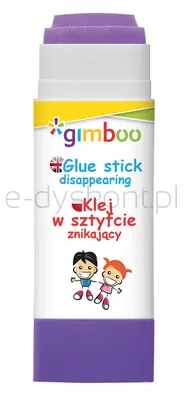 Klej w sztyfcie GIMBOO, PVP, trójkątny, znikający, 15g, 1 szt., pakowany w displayu, fioletowy