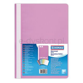 Donau Skoroszyt PP, A4, standard, 120/180mikr., jasnoróżowy