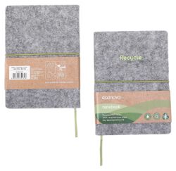 Econovo Notes z recyklingu, okładka z filcu, w linie, 96 kart, 70gsm, szary