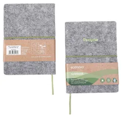 Notes ECONOVO, z recyklingu, okładka z filcu, w linie, 96 kart, 70gsm, szary