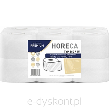 Horeca Premium Papier Toaletowy Jumbo Mini Typ 260/15 12 Rolek 3-Warstwowy