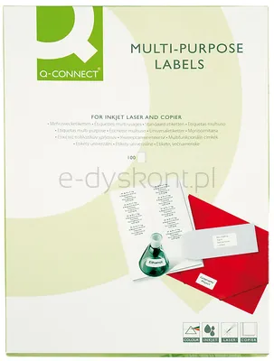 Etykiety Uniwersalne Q-Connect, 66X33,9Mm, Zaokrąglone, Białe 100 Ark.