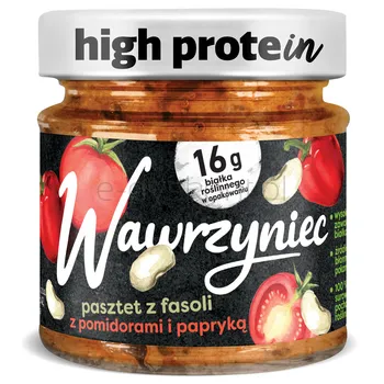Wawrzyniec High Protein. Wysokobiałkowy pasztet z fasoli z pomidorami i papryką 180g
