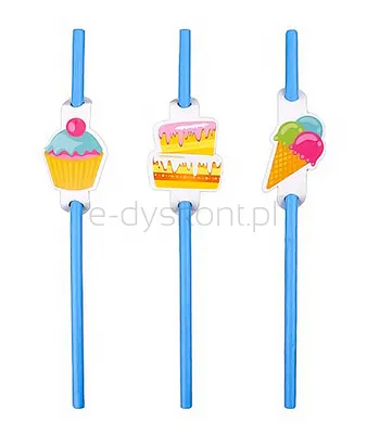 Słomki PARTY GO, 20cm, 6 szt., niebieskie