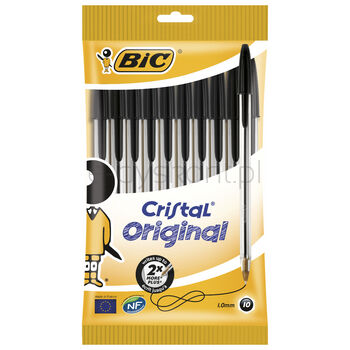 Bic Długopis Cristal Original czarny pouch 10 szt.