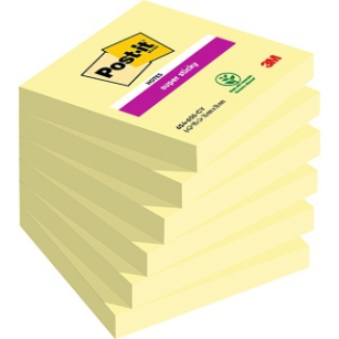 Karteczki samoprzylepne POST-IT Super Sticky (654-6SSCY-EU), 76x76mm, 1x90 kart., żółte