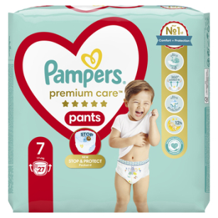Pampers Premium Care Pants Pieluchomajtki Rozmiar 7, 17+ Kg, 27 Szt.