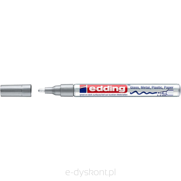 Marker olejowy połyskujący e-751 EDDING, 1-2 mm, srebrny