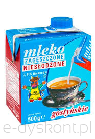 Gostyń Mleko Zagęszczone Niesłodzone 7,5% Gostyńskie 500G
