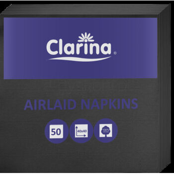 Clarina Serwetki Airlaid, 40 X 40, Składane, Czarne - A'50
