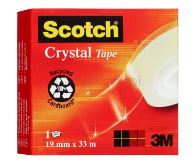 Scotch Taśma Biurowa Crystal Clear (600), Transparentna, 19Mm, 33M, W Pudełku