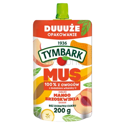 Tymbark Mus 100% Jabłko Mango Brzoskwinia Banan 200 G