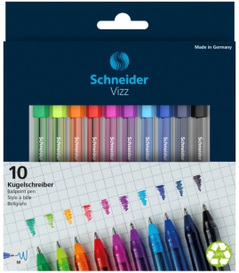 Długopis Schneider Vizz, M, 10Szt., Pudełko Z Zawieszką, Mix Kolorów