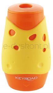 Keyroad Temperówka Cheese, plastikowa, podwójna, z pojemnikiem, pakowane na displayu, mix kolorów