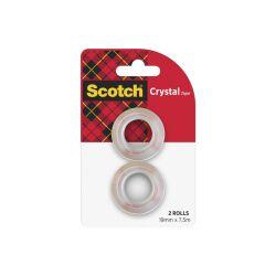 Scotch Taśma Biurowa Crystal (6-1975R2), 19mm, 7,5m, 2szt.