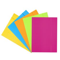 Office Products Teczka Z Gumką, Fluo Soft Touch, Karton/Lakier, A4, 320Gsm, 3-Skrz., Mix Kolorów