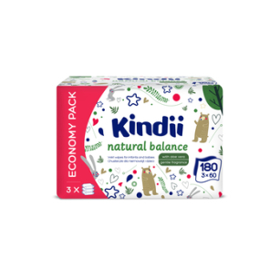 Chusteczki Nawilżane Kindii Natural Balance Dla Niemowląt I Dzieci 60 Szt. X3