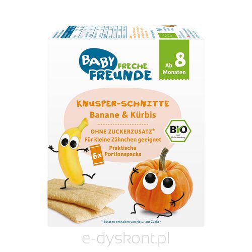 Wafle Wielozbożowe Z Bananem I Dynią Od 8 Miesiąca Bio (6 X 14 G) 84 G - Freche Freunde [BIO]