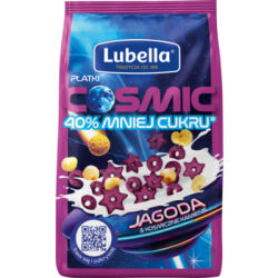 Lubella płatki cosmic o smaku jagodowo śmietankowym z dodatkiem popcornu 350g