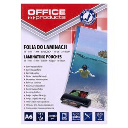 Office Products Folia do laminowania A6, 2x100mikr., błyszcząca, 100szt., transparentna