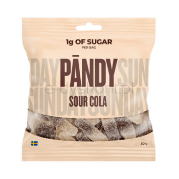 PANDY Sour Cola - błonnikowe żelki bez cukru 45% mniej kalorii, kwaśna cola 50g