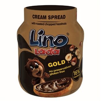 Lino Lada Gold Orzechowy krem do smarowania z kawałkami prażonych orzechów laskowych 350 g