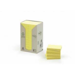 Karteczki samoprzylepne ekologiczne POST-IT (653-1T), 38x51mm, 24x100 kart., żółte