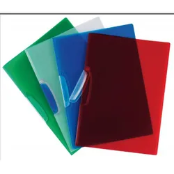 Q-Connect Skoroszyt z plastikowym klipsem, PP, A4, 520mikr., transparentny czerwony