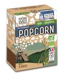 Popcorn Z Solą Do Przygotowania W Mikrofalówce Bezglutenowy Bio (3 X 90 G) 270 G - Natais [BIO]