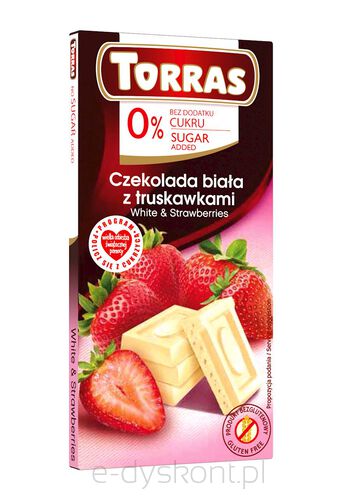 Czekolada Biała Z Truskawkami Bez Dodatku Cukru Bezglutenowa 75 G - Torras [BIO]