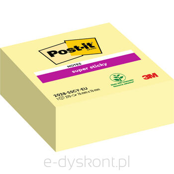 Post-it® Super Sticky Kostka samoprzylepna, żółta, 76x76 mm, 270 kartek