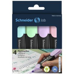 Schneider Zestaw Zakreślaczy Job Pastel, 1-5 Mm, 4 Szt., Pudełko Z Zawieszką, Mix Kolorów 