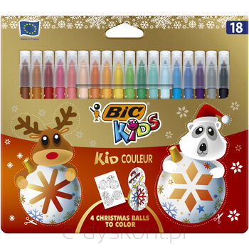 BIC Kids Kid Couleur flamastry nakładka świąteczna opak. 18 szt