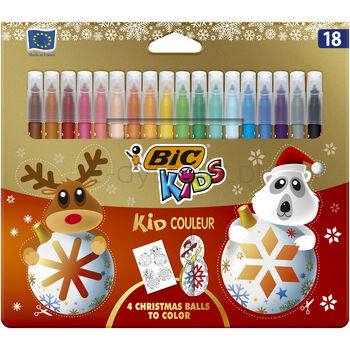 Bic flamastry Kids Kid Couleur nakładka świąteczna opak. 18 szt