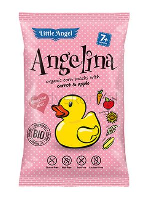 Little Angel Angelina Chrupki kukurydziane mini marchew i jabłko od 7 miesiąca BEZGL. BIO 30 g
