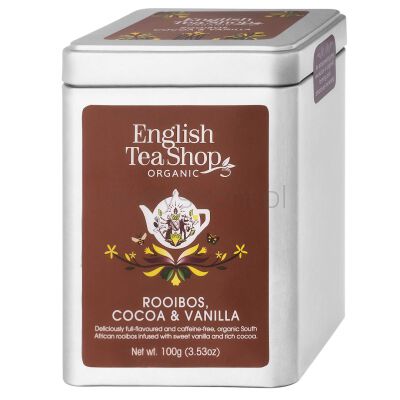 English Tea Shop Herbata Rooibois, Cocoa & Vanilla herbata sypana w puszce 100g BIO