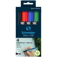 Schneider Zestaw markerów do tablic Maxx 290, 2-3mm, 4 szt., pudełko z zawieszką, mix kolorów [BIURO]