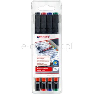Edding Foliopis e-140/4 S 0,3 mm, 4 szt., zawieszka, mix kolorów