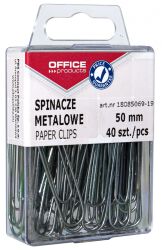 Office Products Spinacze metalowe, Gładkie, 50Mm, W Pudełku, 40Szt., Srebrne