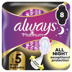 Always Podpaski Ze Skrzydełkami Platinum Secure Night Extra 8 szt.