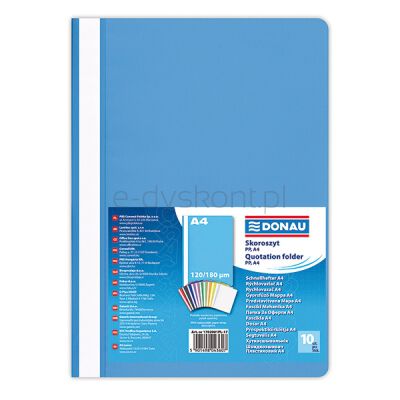 Donau Skoroszyt Pp, A4, Standard, 120/180Mikr., Jasnoniebieski 
